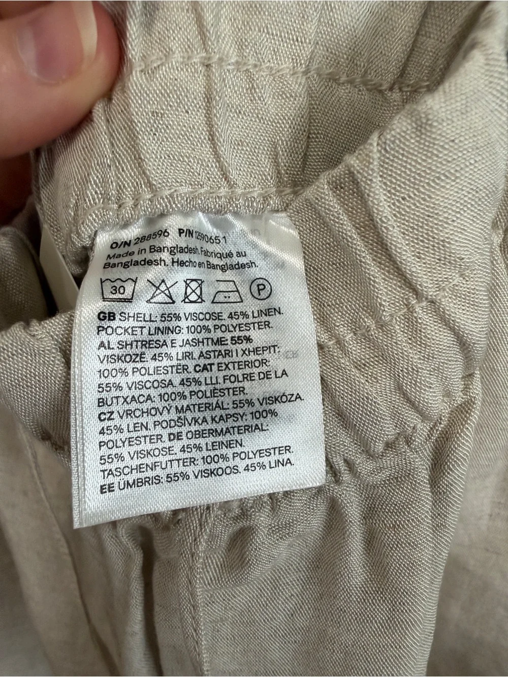 H&M Casual Elastic-Waist Women’s Linen Blend Pants - Light Beige